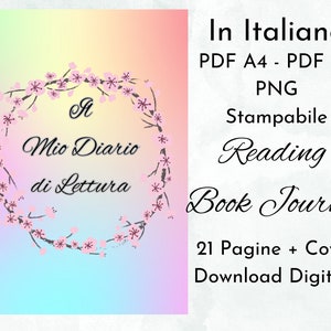 Diario di Lettura in Italiano Diario Lettura Stampabile Book Journal Italiano Printable Reading Tracker Log PDF A4 PDF A5 PNG Stampabile