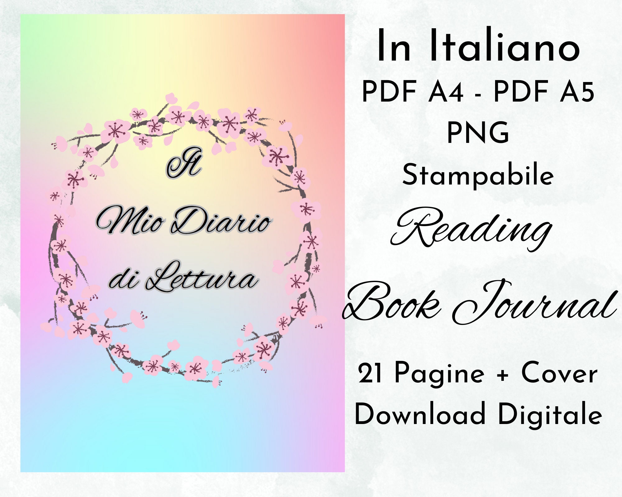 Italian Reading Diary Printable Reading Diary Italian Book Journal  Printable Reading Tracker Log PDF A4 PDF A5 PNG Printable 