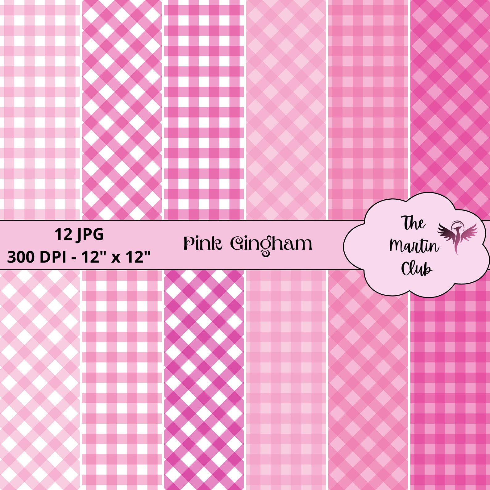 Pink Gingham Background Digital Papers Pink Gingham Digital Scrapbook