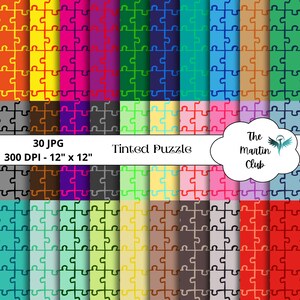 Getinte puzzel achtergrond digitale papieren puzzel digitale scrapbook papier patroon - digitale download - persoonlijk en commercieel gebruik
