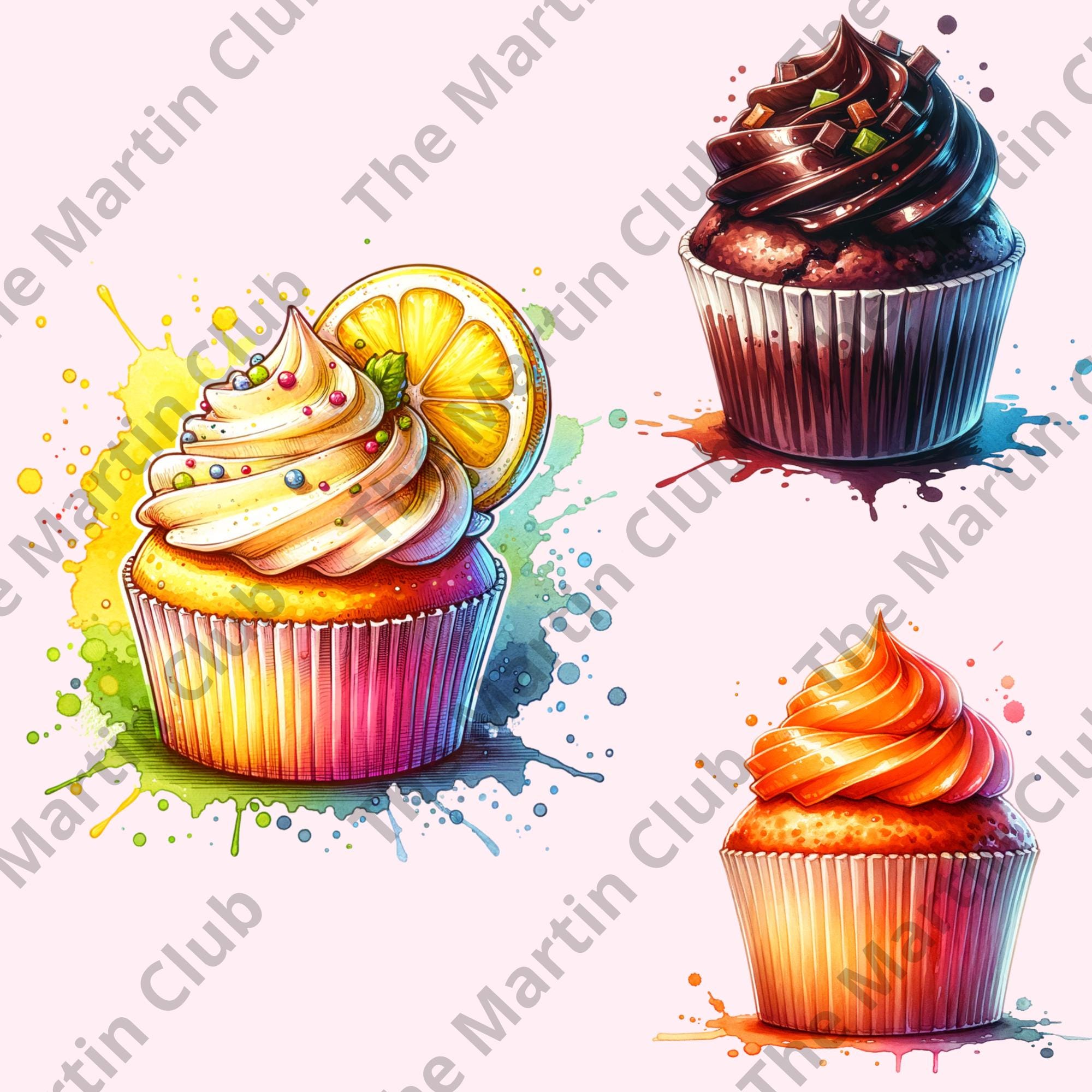 Cupcakes Clip Art Watercolor Cupcakes Clip Art PNG Transparent ...