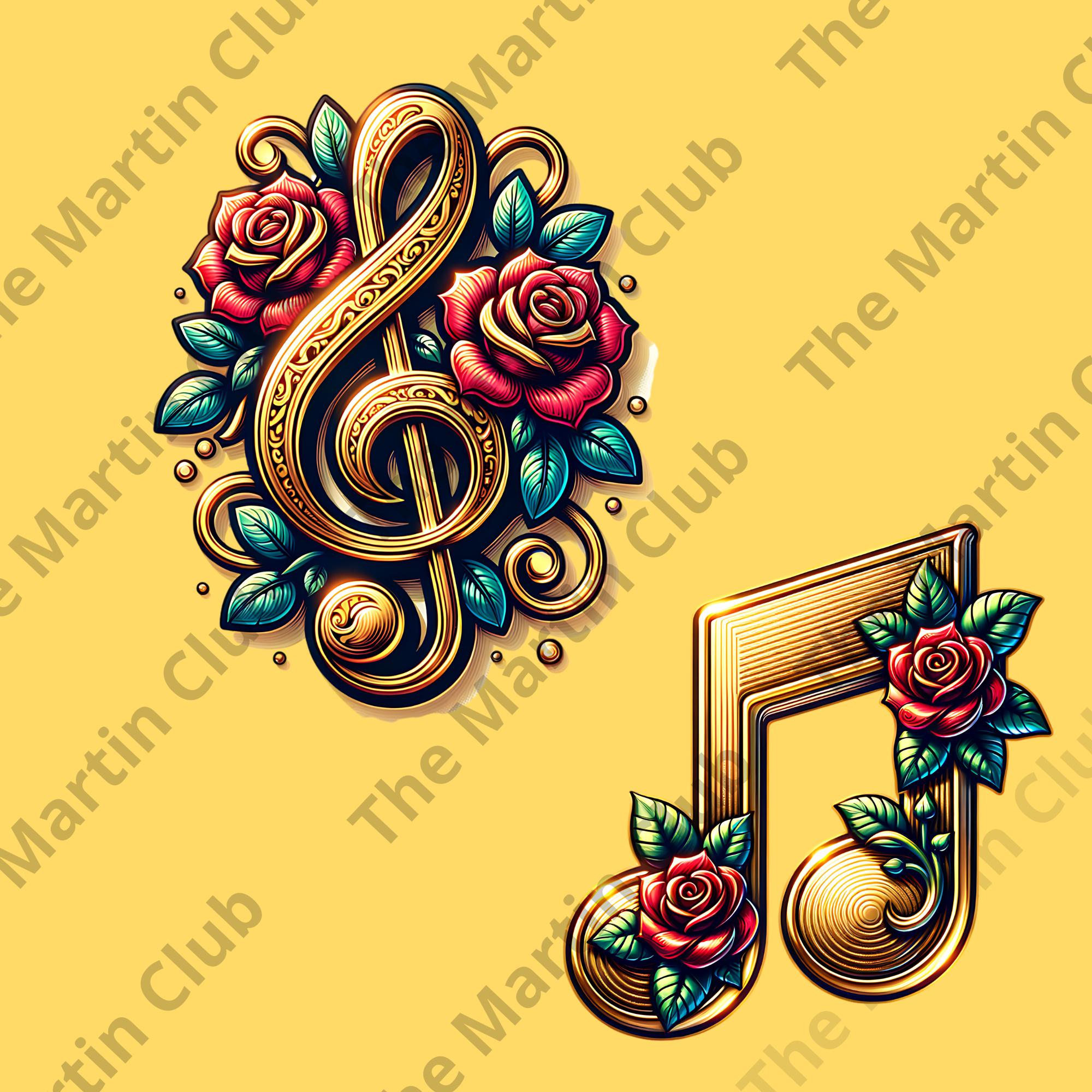 Music Instruments With Roses Music Clip Art Musical Instruments With Roses PNG Transparent ...