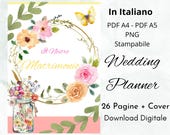 Wedding Planner Italiano Organizzazione Matrimonio Planner Italiano Stampabile Diario Matrimonio PDF A4, A5, PNG. Download Digitale