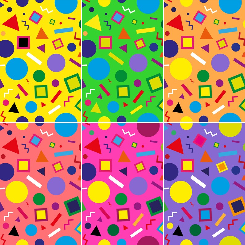Memphis Background Digital Papers Memphis Scrapbook Paper Pattern ...