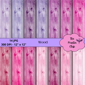 Fondo de textura de madera Papeles digitales Patrón digital de madera púrpura rosa - Descarga digital - Uso personal y comercial