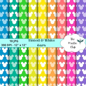 Mickey Mouse oren achtergrond digitale papieren getint witte muis oren scrapbook papier patroon - digitale download - persoonlijk en commercieel gebruik