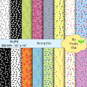Memphis Achtergrond Digitale Papers Memphis Confetti Scrapbook Papier Patroon - Digitale Download - Persoonlijk en commercieel gebruik