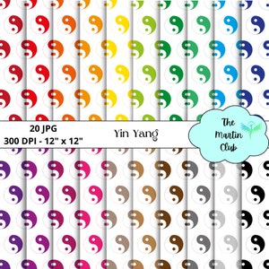 Yin Yang Background Digital Papers Tai Chi Symbol Scrapbook Pattern - Digital Download - Personal & Commercial Use