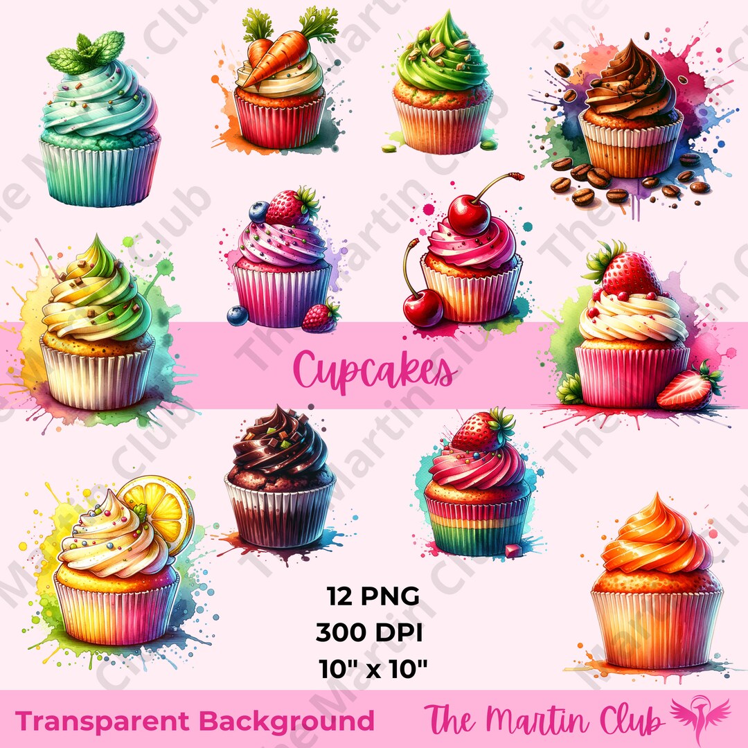 Cupcakes Clip Art Watercolor Cupcakes Clip Art PNG Transparent ...