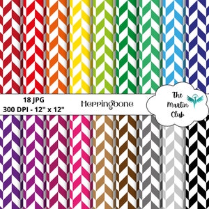 Può includere: Set di 18 motivi di carta digitale con un design a spina di pesce in vari colori, tra cui rosso, arancione, giallo, verde, blu, viola, marrone, grigio e nero. Ogni motivo misura 30,5 cm per 30,5 cm e ha una risoluzione di 300 DPI.