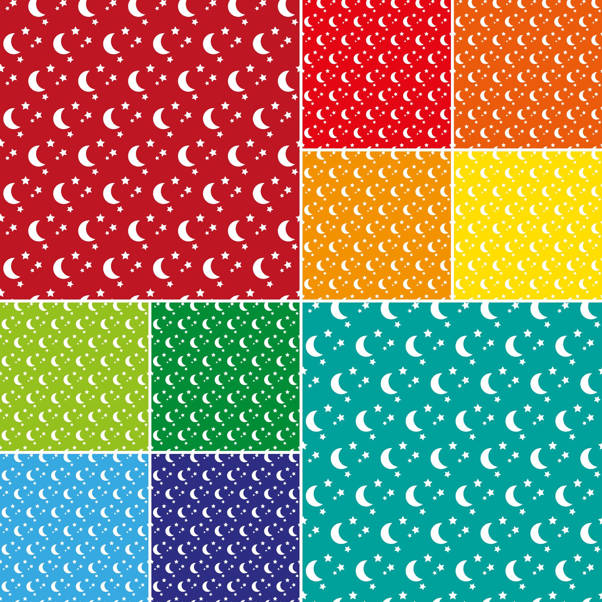 Rainbow Moon and Star Background Digital Papers White Moon and Stars ...