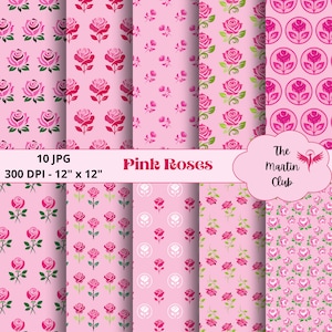 Rosa Rosen Hintergrund Digitale Papiere Rosen Scrapbook Papiermuster - Digitaler Download - Persönliche und kommerzielle Nutzung