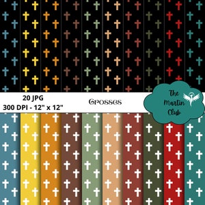 Crosses Symbol Background Digital Papers Boho Crosses Scrapbook Pattern - Digital Download - Personal & Commercial Use