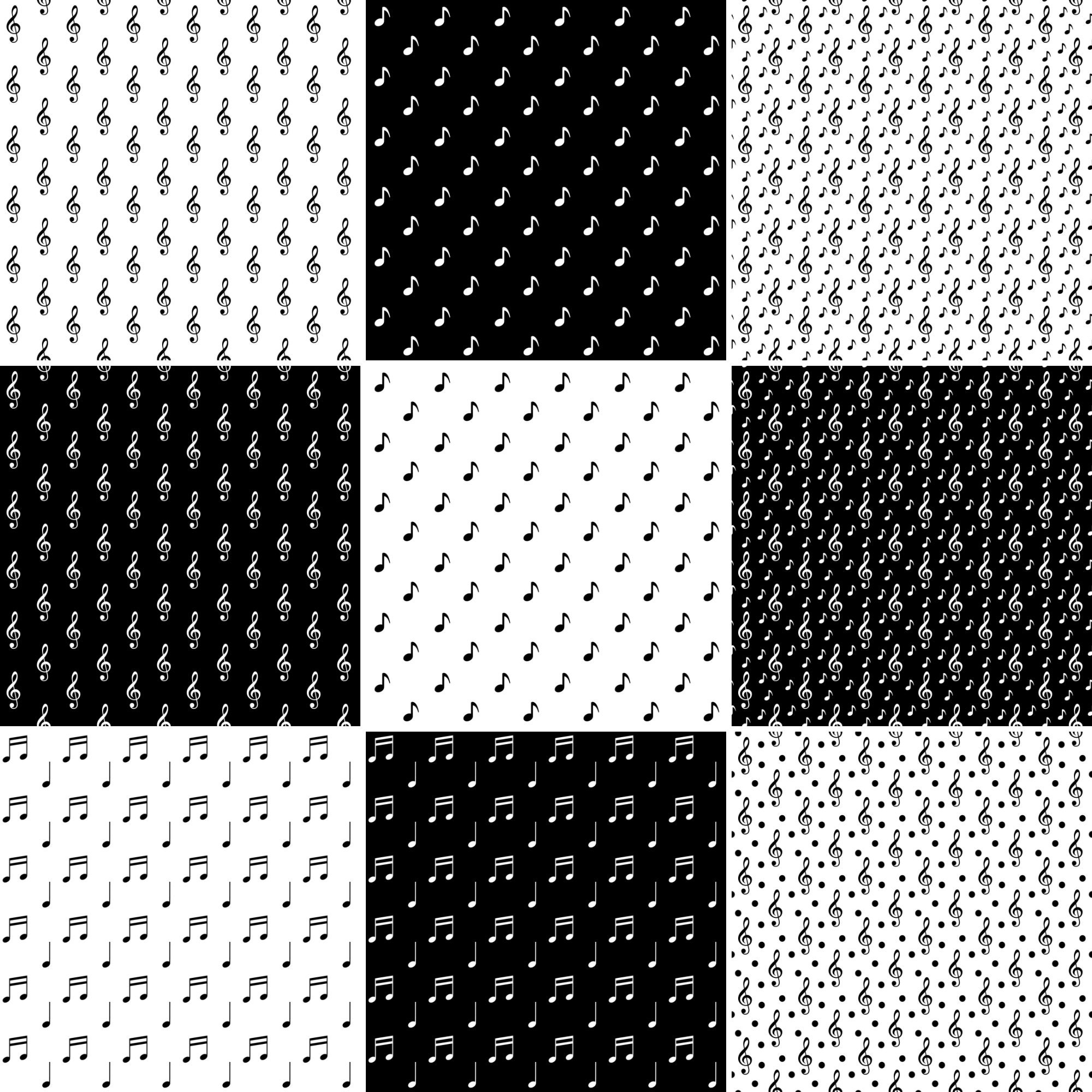 Music Pattern Background Digital Papers Black White Music Scrapbook ...