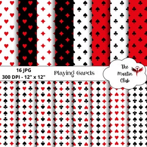 Playing Cards Background Digital Papers Gamble Scrapbook Pattern - Digital Download - Personal and Commercial Use