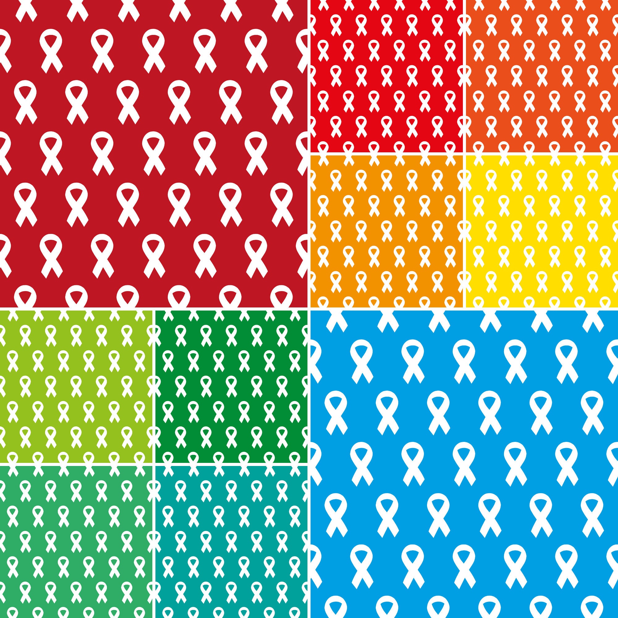 Cancer Ribbon Digital Paper Background White Rainbow Cancer Ribbon ...