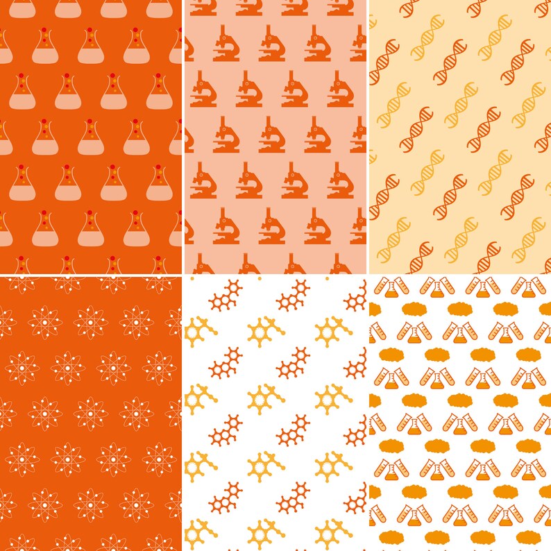 Science Digital Paper Orange Background Scientific Scrapbook Paper ...