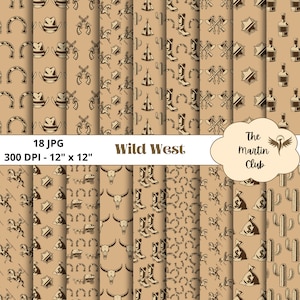 Wild West Digital Paper Brown Western Cowboy Background Scrapbook Paper Pattern - Digital Download - Personal and Commercial Use