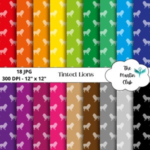 Getinte leeuwen achtergrond digitale papieren Rainbow Lions Scrapbook papier patroon - digitale download - persoonlijk en commercieel gebruik