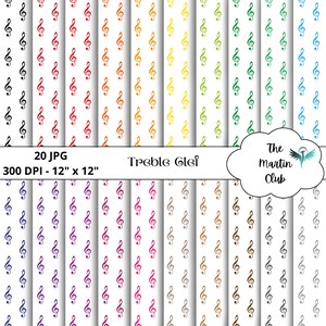 Treble Clef Background Digital Papers Music Scrapbook Pattern - Digital Download - Personal & Commercial Use