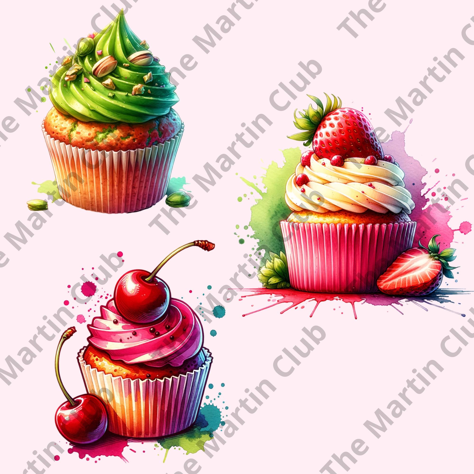 Cupcakes Clip Art Watercolor Cupcakes Clip Art PNG Transparent ...