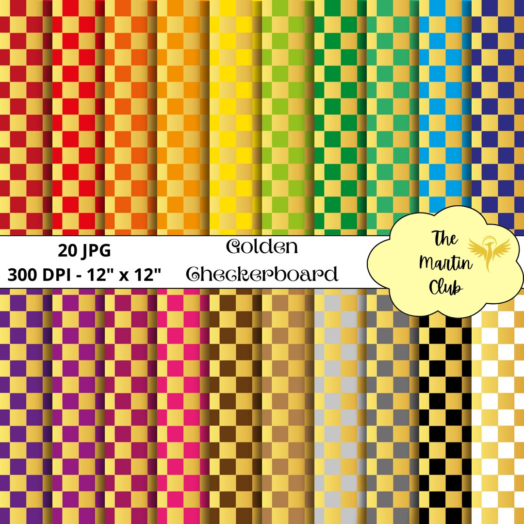Golden Checkerboard Background Digital Papers Gold Checkers Digital ...