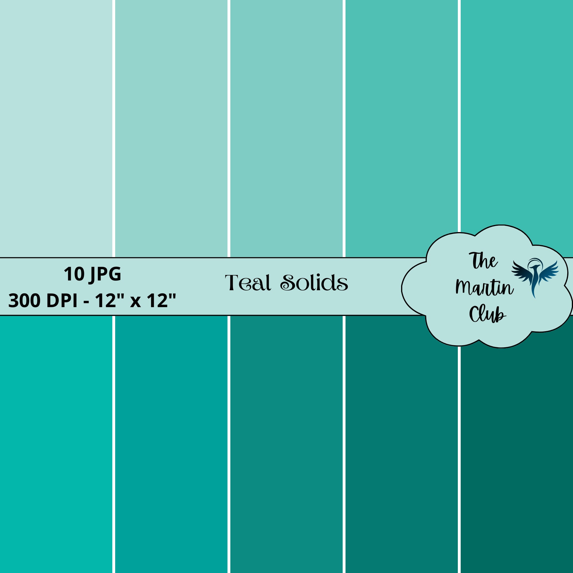 Teal Solids Background Digital Papers Turquoise Solids Scrapbook Paper ...