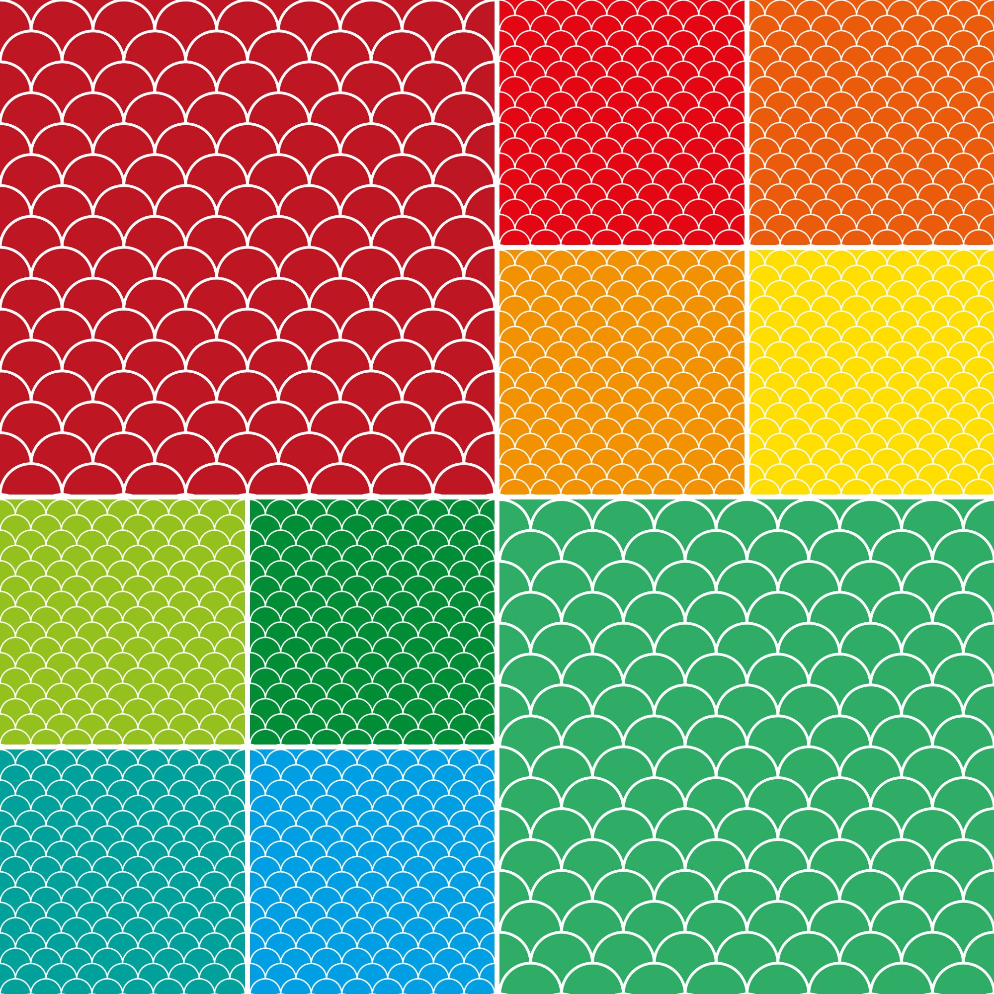 Rainbow Scallops Background Digital Papers Mermaid Scale Scrapbook ...