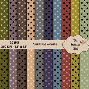 Neutrale sterren achtergrond digitale papers neutrale kleur sterren scrapbook patroon papier - digitale download - persoonlijk en commercieel gebruik