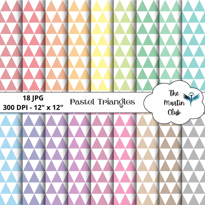 Triangle Curiosity Paper Pastel Triangles Background Digital Papers Pastel Triangles Scrapbook ...