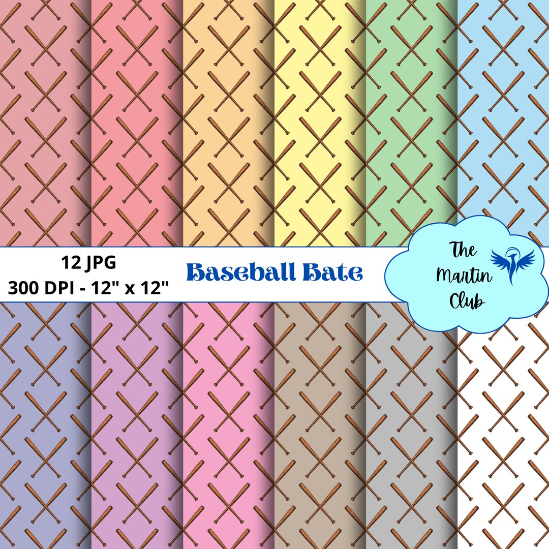Baseball Bate Background Digital Papers Sports Scrapbook Paper Pattern ...