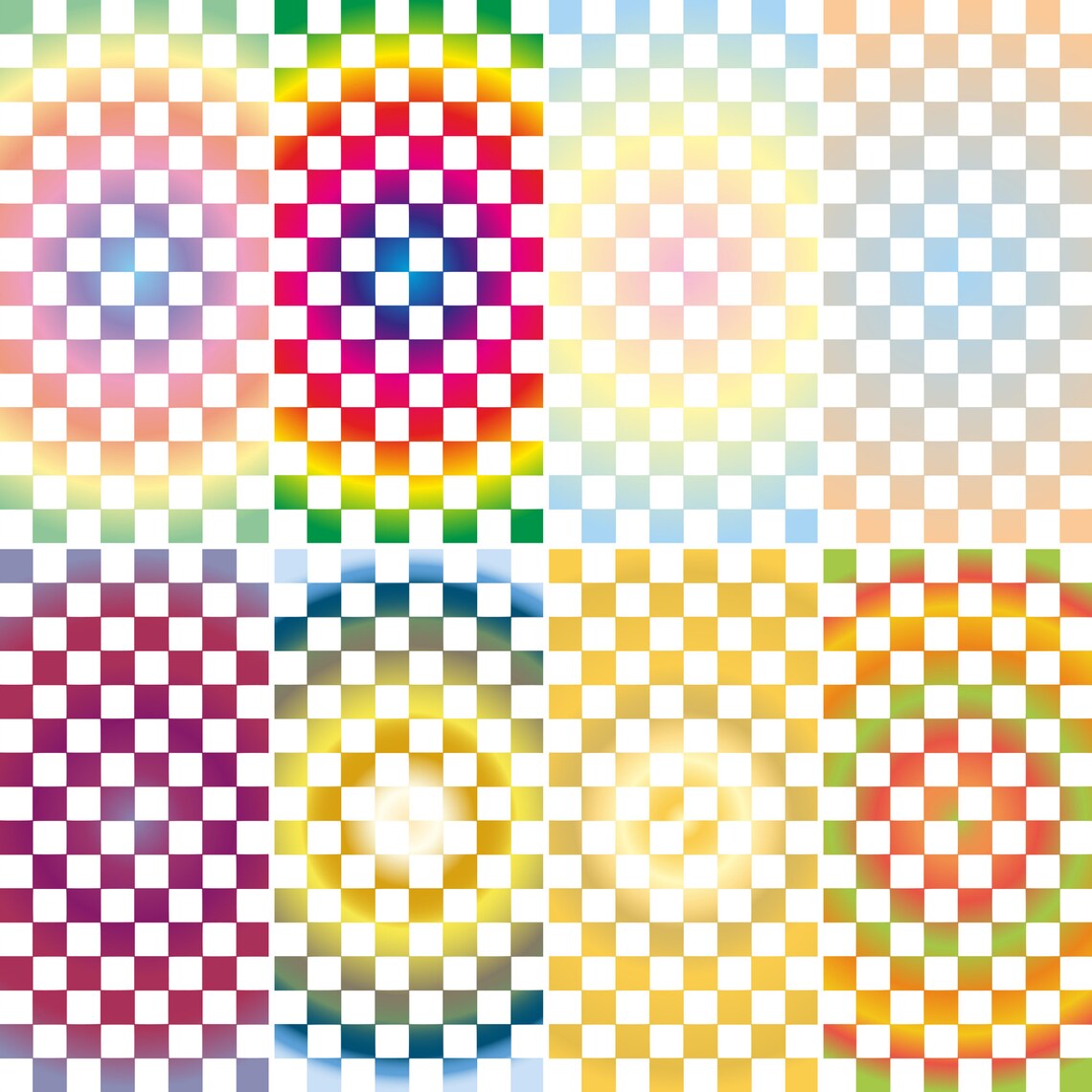Gradient Checkered Background Rainbow Checks Digital Papers - Etsy