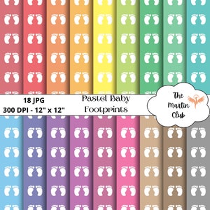 Baby Footprints Background Digital Paper Baby Shower Scrapbook Paper Pattern - Digital Download - Personal and Commercial Use