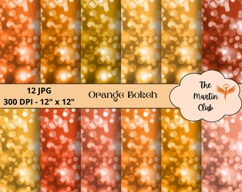 Orange Bokeh Background Digital Papers Peach Bokeh Scrapbook Paper - Digital Download - Personal and Commercial Use