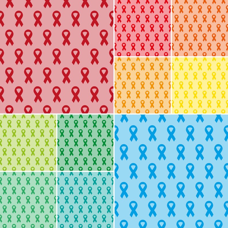 Cancer Ribbon Digital Paper Background Tinted Cancer Ribbon Scrapbook ...