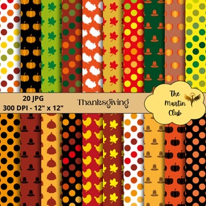 Thanksgiving Background Digital Papers Polka Dot Scrapbook Paper Pattern - Digital Download - Personal & Commercial Use