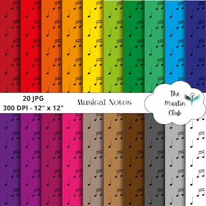 Musical Notes Background Digital Papers Music Scrapbook Pattern - Digital Download - Personal & Commercial Use