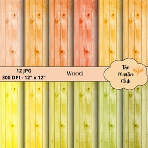 Fondo de textura de madera Papeles digitales Rojo Naranja Amarillo Verde Madera Patrón digital - Descarga digital - Uso personal y comercial