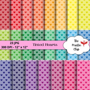 Harten Achtergrond Digitale Papers Getinte Harten Scrapbook Patroon - Digitale Download - Persoonlijk en Commercieel Gebruik