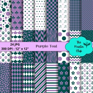 Paarse Teal digitale papieren Paarse Teal patroon Scrapbook - digitale download - persoonlijk en commercieel gebruik