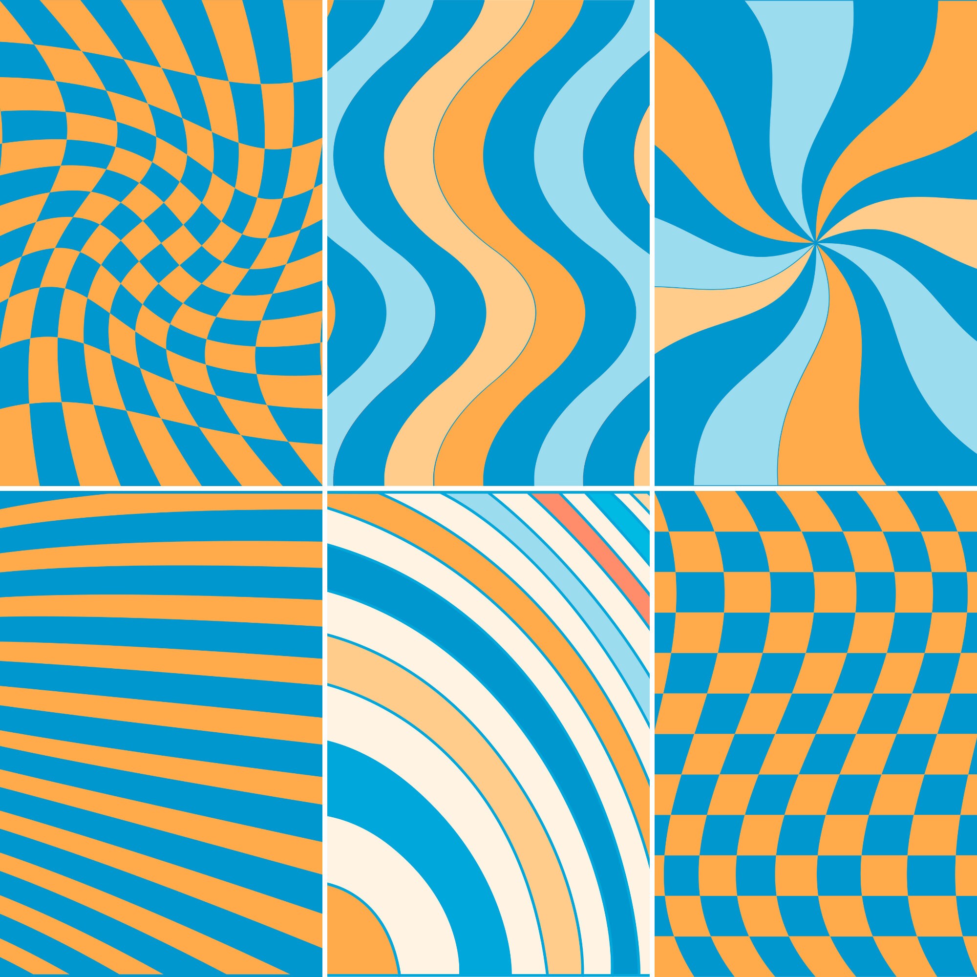 Retro Groovy Background Digital Papers Orange Blue Groovy 60