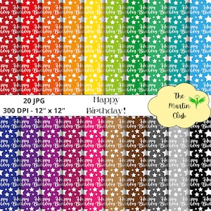 Feliz cumpleaños fondo papeles digitales fiesta álbum de recortes patrón de papel - Descarga digital - Uso personal y comercial