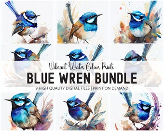 Superb Fairy Wren, Blue Wren, Australian Wren Bundle 9 DIGITAL IMAGES - (2:3 Aspect) - Digital Download Print, High Resolution, Pack