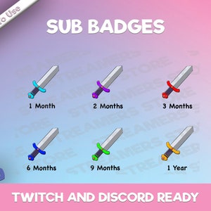 Badges d&#39;abonnement Sword - Badges d&#39;abonnement Twitch - YouTube - Discord - Badges d&#39;abonnement Streamer - Badges d&#39;abonnement communautaire