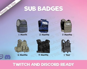 Tarkov Armor Sub Badges - Tarkov Twitch Sub Badges - YouTube - Discord -Streamer Sub Badges - Community Sub Badges
