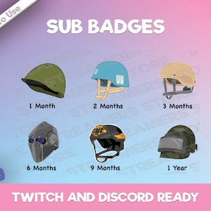 Tarkov Helmet Sub Badges - Tarkov Twitch Sub Badges - YouTube - Discord -Streamer Sub Badges - Community Sub Badges