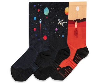 Pack of funky space socks for men and women - 3 pairs