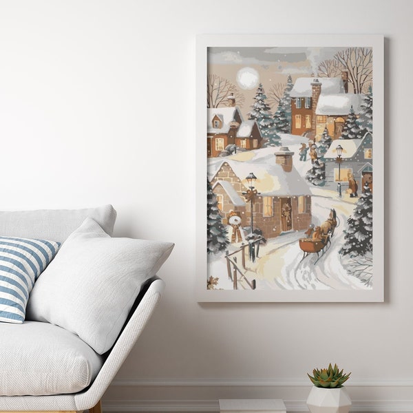 Winter Joy Paint by Number - Chirtmas Paint By Number Kit Adult | DIY Acrylic Painting | Home Wall Decor | Holiday Gift | Canvas Wall Art