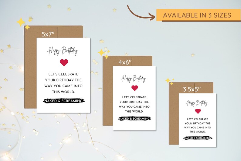 Printable Naughty Birthday Card, Complete Birthday Card Set, 5R 4R 3R ...