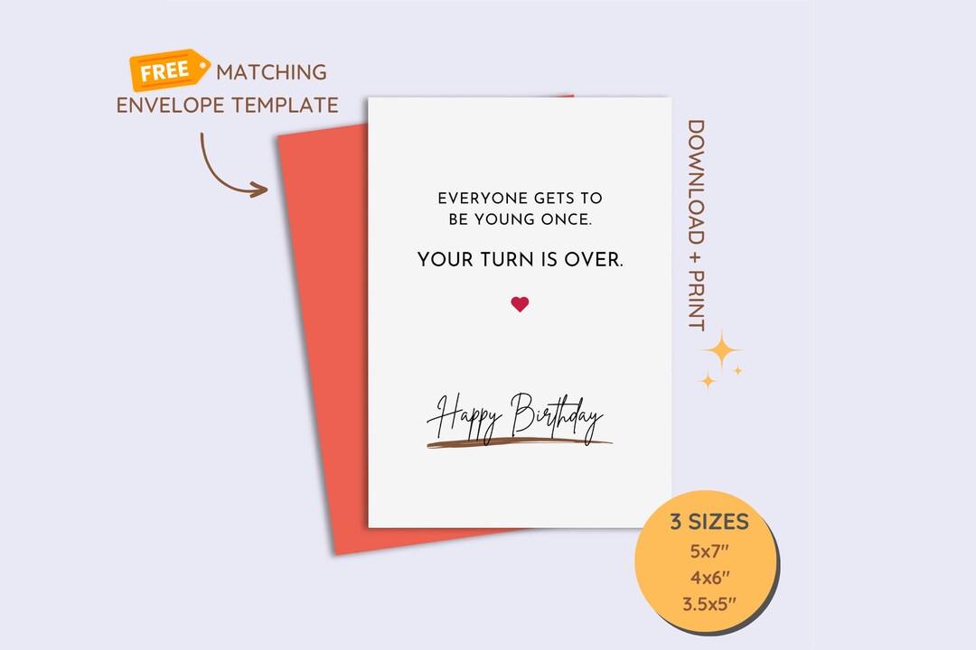 Printable Humorous Birthday Card, Funny Birthday Card, DIY Birthday ...